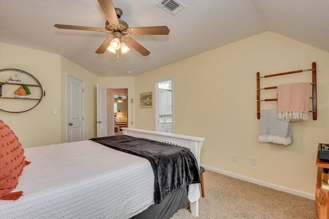 4002 Backwater Ct, Evans, GA 30809 - bedroom with visible vents, baseboards, ensuite bathroom, a ceiling fan, and carpet