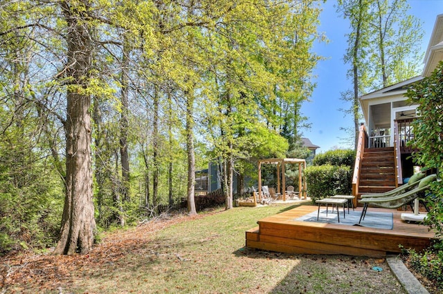 4002 Backwater Ct, Evans, GA 30809 - view of yard featuring a wooden deck and stairs