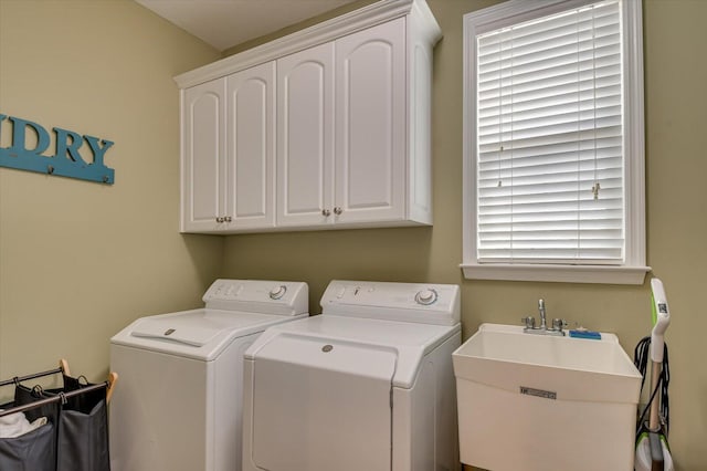 4002 Backwater Ct, Evans, GA 30809 - clothes washing area featuring a sink, independent washer and dryer, and cabinet space
