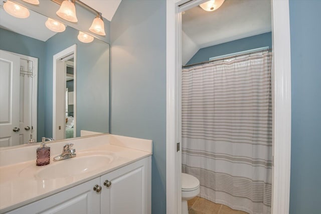 4002 Backwater Ct, Evans, GA 30809 - full bathroom featuring tile patterned flooring, curtained shower, vanity, and toilet