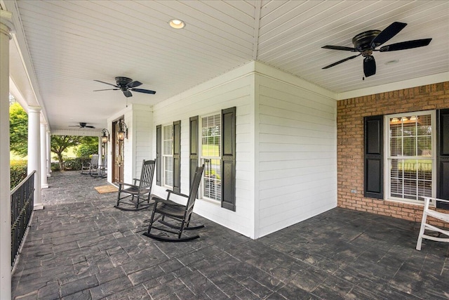 698 Heggies Ridge Dr, Appling, GA 30802 - covered porch with a ceiling fan