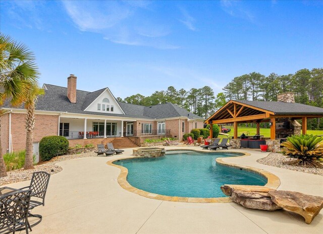 698 Heggies Ridge Dr, Appling, GA 30802 - view of pool with a gazebo, a patio area, and a pool with connected hot tub