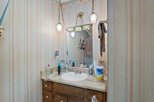 3415 Pine Hill Rd, Hephzibah, GA 30815 - bathroom featuring vanity and wallpapered walls