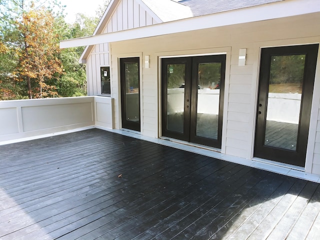 wooden terrace with french doors