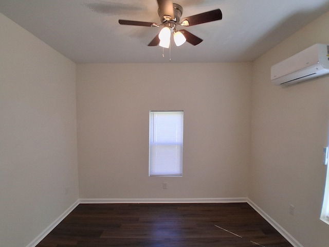 1540 Mill St, Augusta, GA 30901 - empty room featuring ceiling fan, dark wood finished floors, baseboards, and a wall mounted air conditioner
