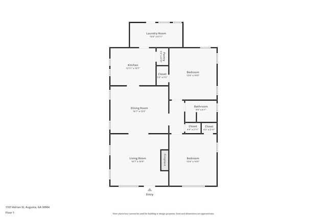 1107 Adrian St, Augusta, GA 30904 - home floor plan