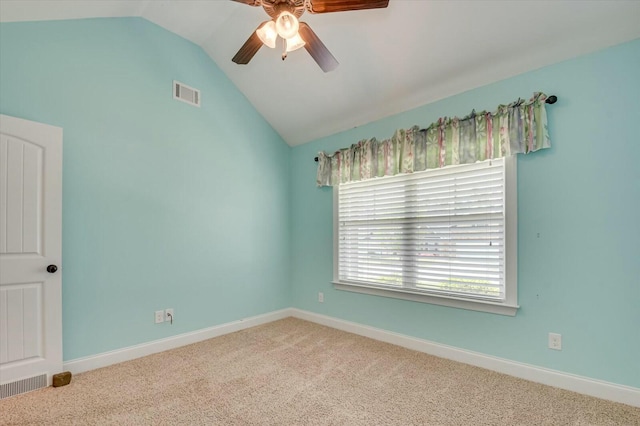 702 Southwick Ave, Grovetown, GA 30813 - empty room featuring carpet, visible vents, a ceiling fan, and lofted ceiling