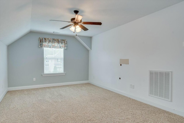 702 Southwick Ave, Grovetown, GA 30813 - bonus room with visible vents, a ceiling fan, carpet floors, and lofted ceiling