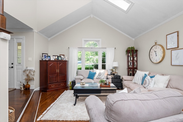 429 Cambridge Cir, Martinez, GA 30907 - living room with dark wood-style flooring, crown molding, and vaulted ceiling
