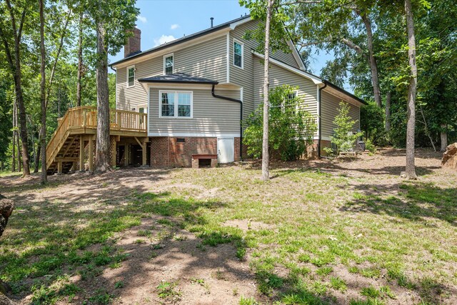 429 Cambridge Cir, Martinez, GA 30907 - back of property featuring a deck, stairway, a chimney, and a yard