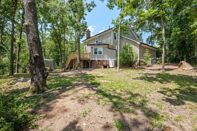 429 Cambridge Cir, Martinez, GA 30907 - back of property with stairs, a chimney, a deck, and crawl space