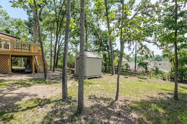 429 Cambridge Cir, Martinez, GA 30907 - view of yard with stairway, a storage shed, and a deck