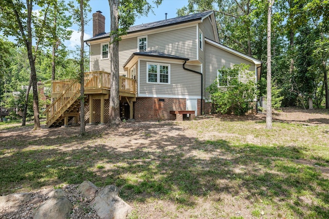 429 Cambridge Cir, Martinez, GA 30907 - rear view of house with stairs, a chimney, and a deck
