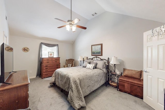 189 Mokateen Ave, North Augusta, SC 29841 - bedroom featuring light colored carpet, ceiling fan, and high vaulted ceiling