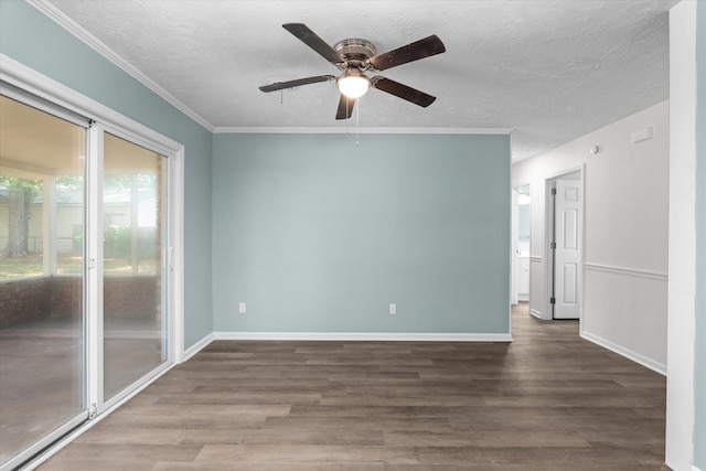 3007 Tallwood Way, Augusta, GA 30906 - unfurnished room featuring a ceiling fan, wood finished floors, crown molding, and a textured ceiling