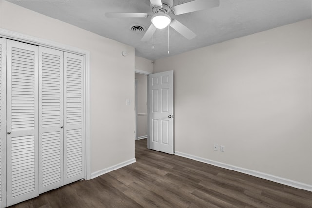 3007 Tallwood Way, Augusta, GA 30906 - unfurnished bedroom with dark wood-style floors, a closet, and ceiling fan