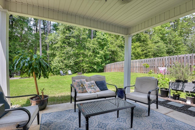 view of patio featuring an outdoor living space