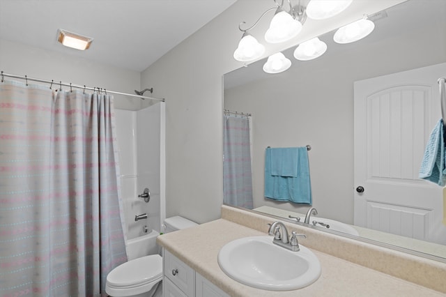 3430 Grove Landing Cir, Grovetown, GA 30813 - bathroom with vanity, toilet, shower / bath combo, and a chandelier