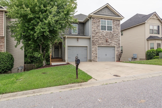 3430 Grove Landing Cir, Grovetown, GA 30813 - traditional-style home featuring stone siding, concrete driveway, an attached garage, and a front yard
