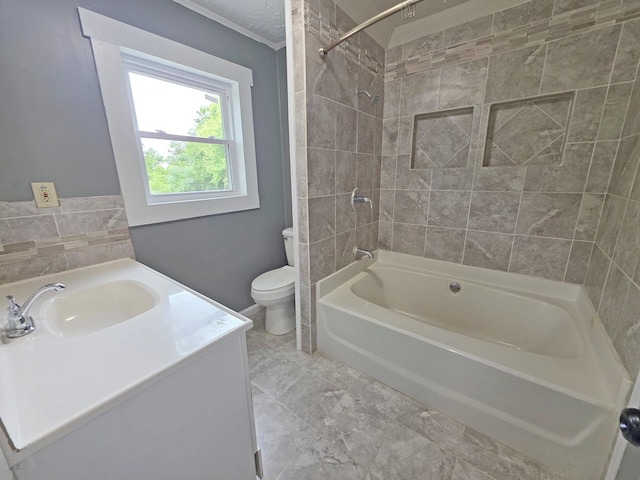 1005 Weston St, North Augusta, SC 29841 - bathroom with washtub / shower combination, vanity, and crown molding