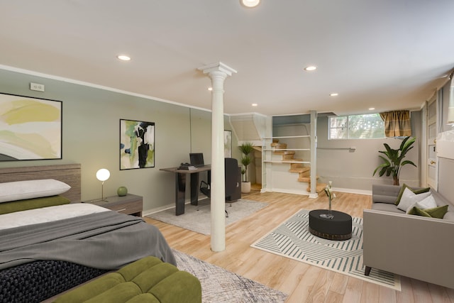 844 Heard Ave, Augusta, GA 30904 - bedroom featuring recessed lighting, wood finished floors, and decorative columns
