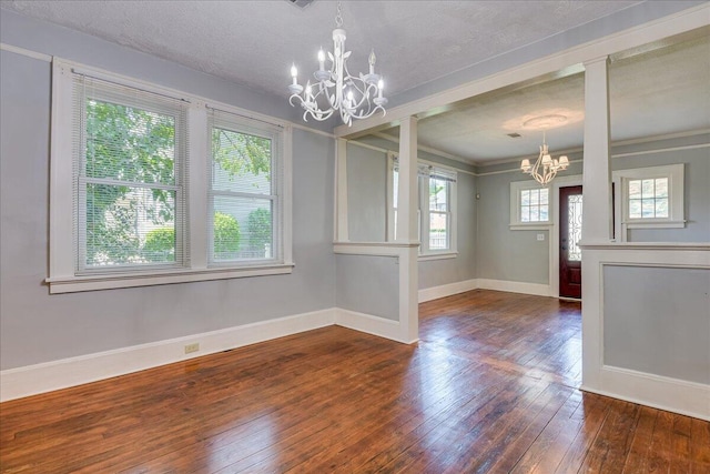 844 Heard Ave, Augusta, GA 30904 - spare room featuring a chandelier, hardwood / wood-style floors, and a textured ceiling