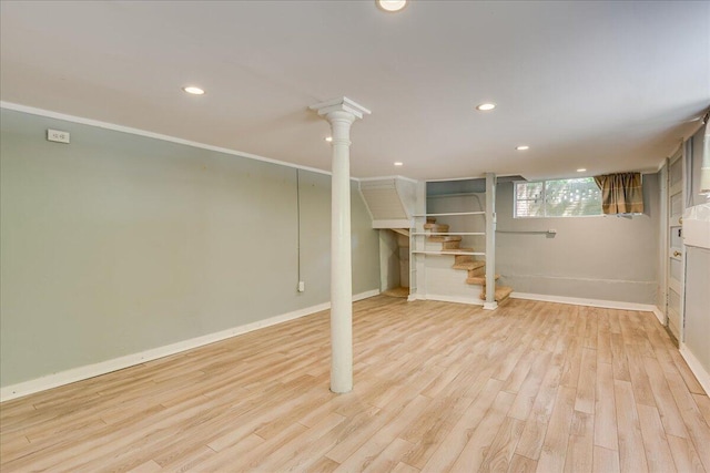 844 Heard Ave, Augusta, GA 30904 - basement featuring recessed lighting, wood finished floors, crown molding, and stairs