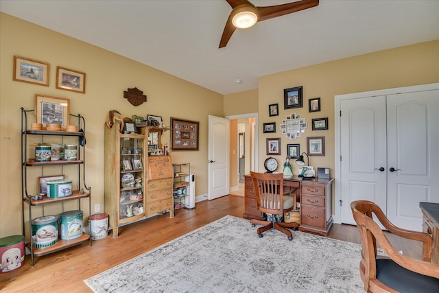 139 Laurens Dr, Mccormick, SC 29835 - office area featuring a ceiling fan and wood finished floors