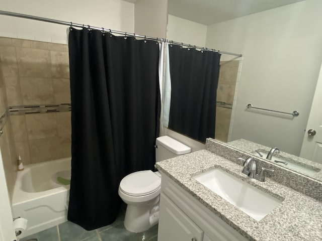 3406 Pine Hill Rd, Hephzibah, GA 30815 - full bathroom featuring vanity, tile patterned flooring, toilet, and shower / tub combo with curtain