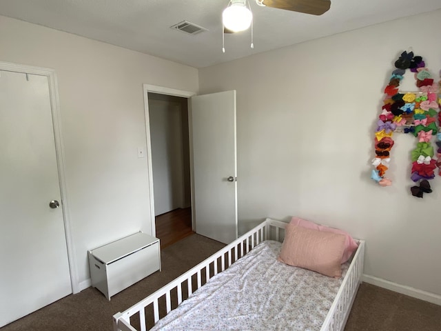 3406 Pine Hill Rd, Hephzibah, GA 30815 - carpeted bedroom with ceiling fan and visible vents