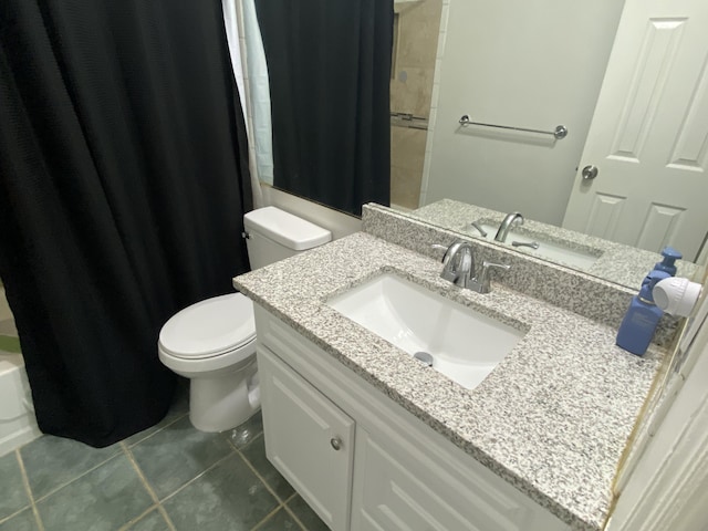 3406 Pine Hill Rd, Hephzibah, GA 30815 - full bath with toilet, tile patterned floors, shower / tub combo with curtain, and vanity