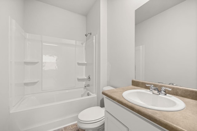 full bathroom featuring vanity, toilet, and tub / shower combination