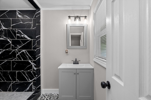 3589 Jonathan Cir, Augusta, GA 30906 - full bath with vanity, ornamental molding, and tiled shower