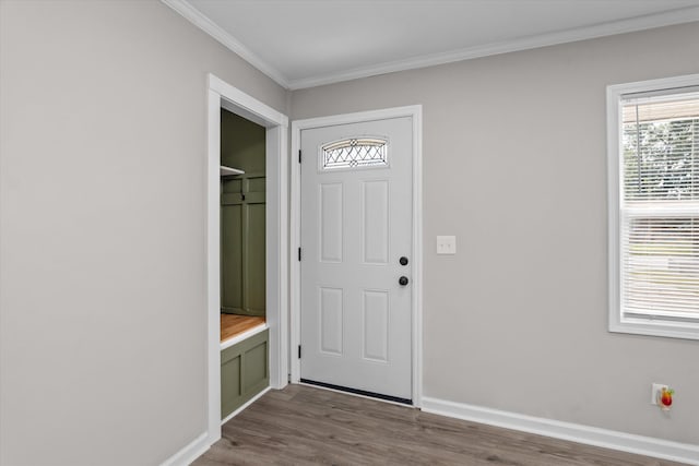 3589 Jonathan Cir, Augusta, GA 30906 - entryway featuring healthy amount of natural light, dark wood-style floors, and crown molding