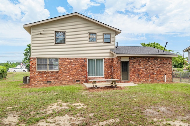 4004 Columbia Rd, Martinez, GA 30907 - rear view of property featuring brick siding, crawl space, central AC unit, and a patio area