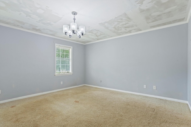 3701 Winchester Way, Martinez, GA 30907 - spare room with carpet flooring, a chandelier, baseboards, and ornamental molding