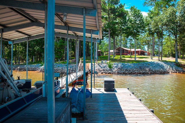 6287 Rousseau Creek Rd, Thomson, GA 30824 - dock with a water view, view of scattered trees, and boat lift