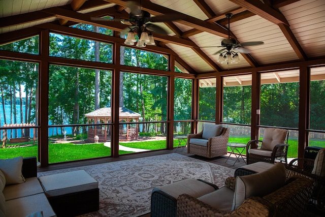 6287 Rousseau Creek Rd, Thomson, GA 30824 - sunroom with a ceiling fan and plenty of natural light