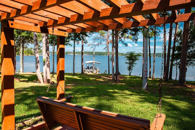 6287 Rousseau Creek Rd, Thomson, GA 30824 - view of grassy yard featuring a water view and a pergola