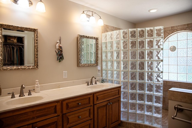 6287 Rousseau Creek Rd, Thomson, GA 30824 - bathroom with walk in shower and double vanity