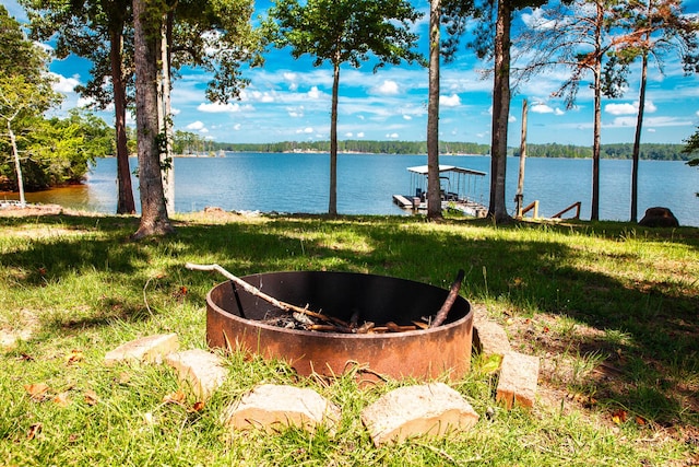 6287 Rousseau Creek Rd, Thomson, GA 30824 - water view featuring a fire pit