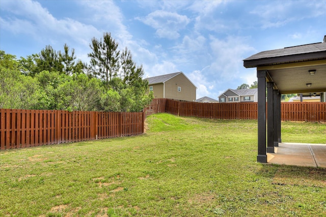 view of yard featuring a fenced backyard