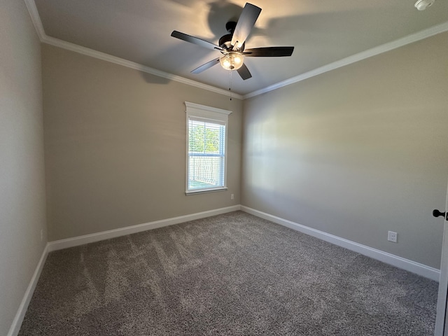 2417 Laurens St, Grovetown, GA 30813 - carpeted spare room with a ceiling fan, crown molding, and baseboards
