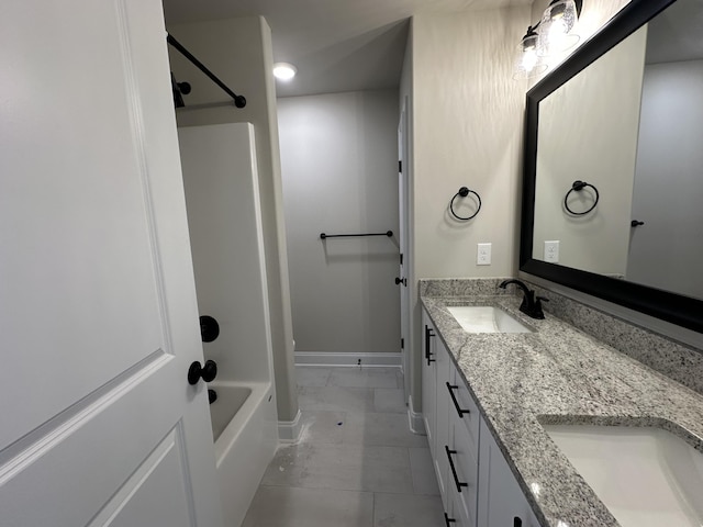 2417 Laurens St, Grovetown, GA 30813 - bathroom featuring double vanity, washtub / shower combination, and tile patterned flooring