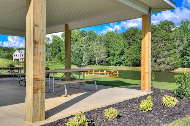 2027 Saylor Ln, Grovetown, GA 30813 - view of patio featuring a water view and view of wooded area