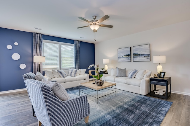 2027 Saylor Ln, Grovetown, GA 30813 - living area with ceiling fan and wood finished floors