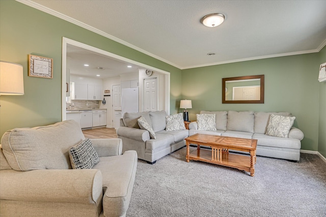 4073 Old Trail Rd, Augusta, GA 30907 - living room with ornamental molding, recessed lighting, and light carpet