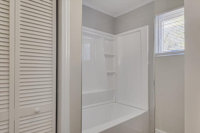 bathroom with crown molding