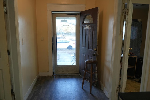 entryway with dark hardwood / wood-style floors