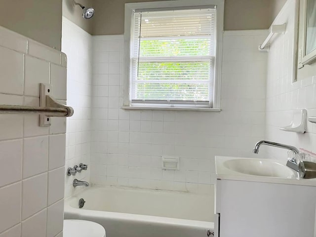 506 Weed St, Augusta, GA 30904 - bathroom featuring vanity, shower / bath combination, and tile walls